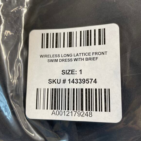 Torrid NWT Crisscross Lattice Peplum Long Swim Dress Black Size 1X Lace-up Bust - Picture 7 of 9